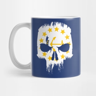 Vintage Grunge Rhode Island State Flag Skull Mug